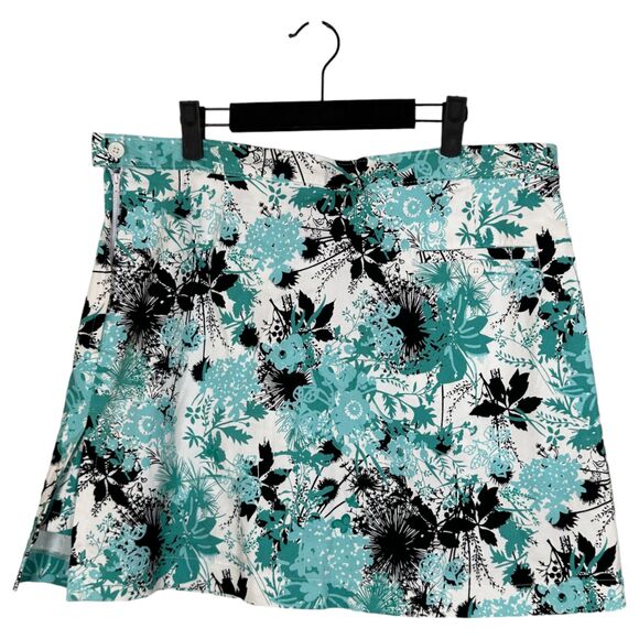 AW Golf Allyson Whitmore Teal Floral Skort Size 16 - Picture 1 of 5